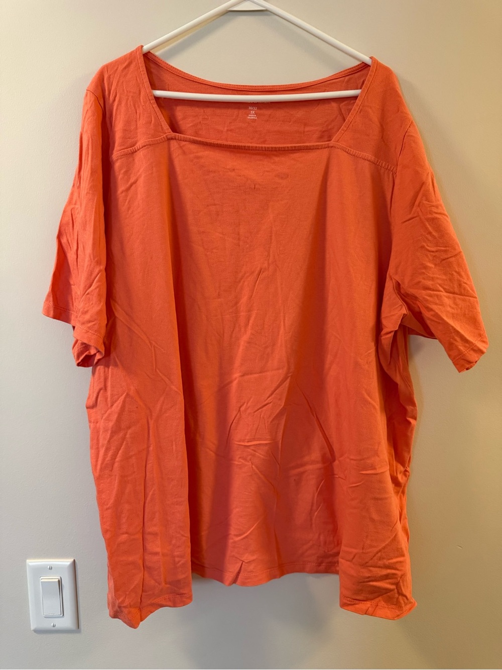 Woman Within Orange Square Neck Short Sleeve Tee